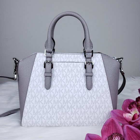 🌺NWT Michael Kors MD Ciara Satchel bag white grey - Picture 3 of 8